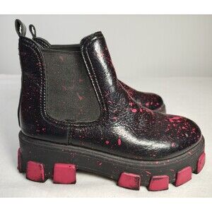Circus by Sam Edelman Darielle Chelsea Boots Womens 8 Black Pink Lug Sole Chunky